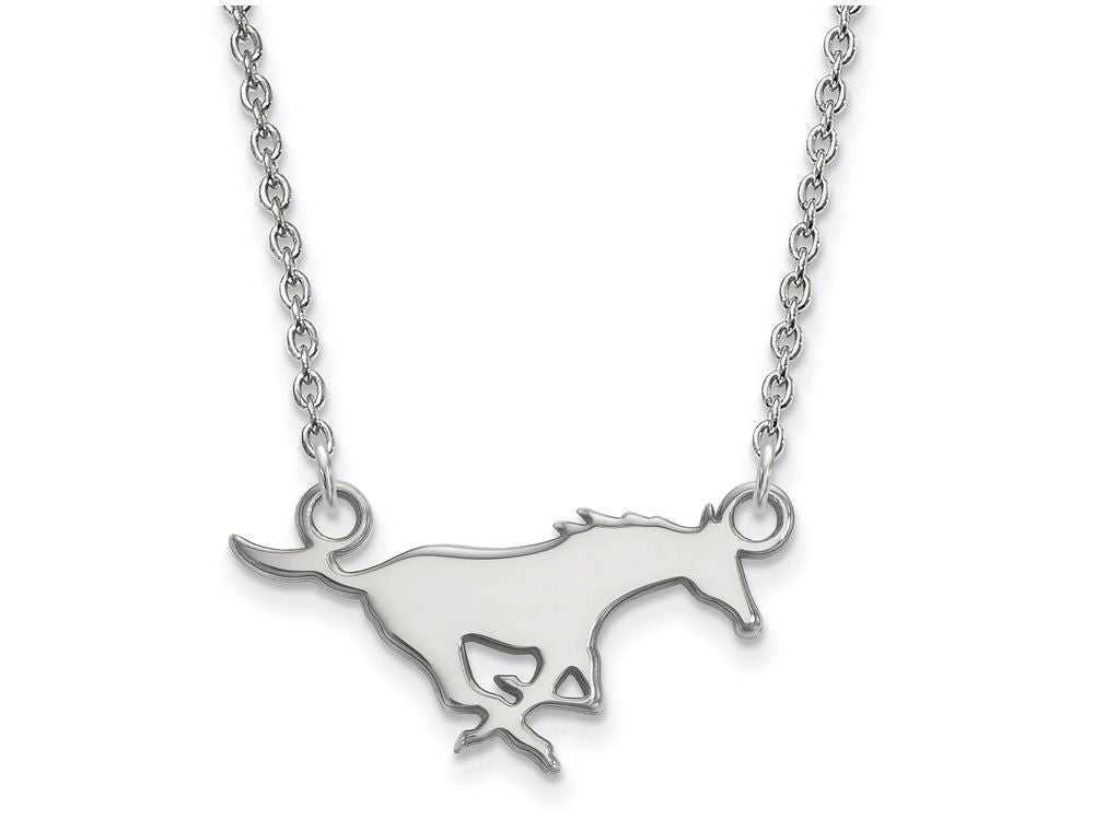 10k White Gold Logoart Southern Methodist University Small Pendant Necklace