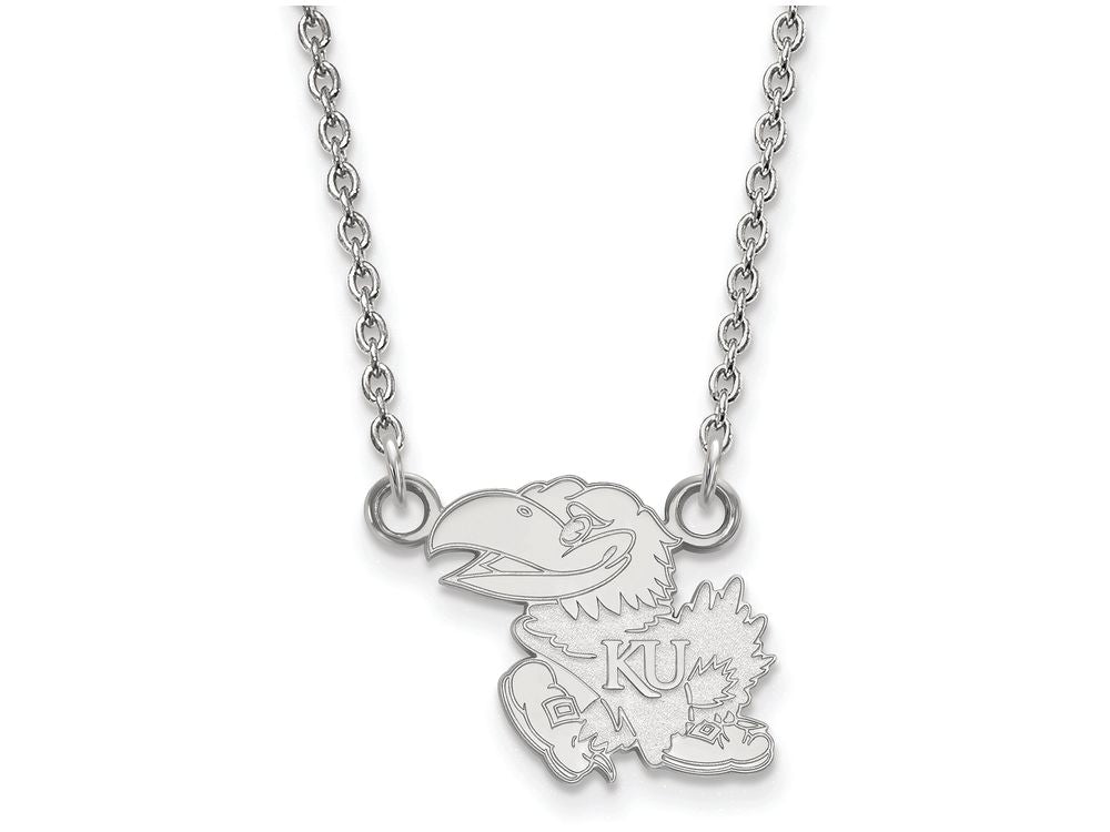 10k White Gold Logoart University Of Kansas Small Pendant Necklace