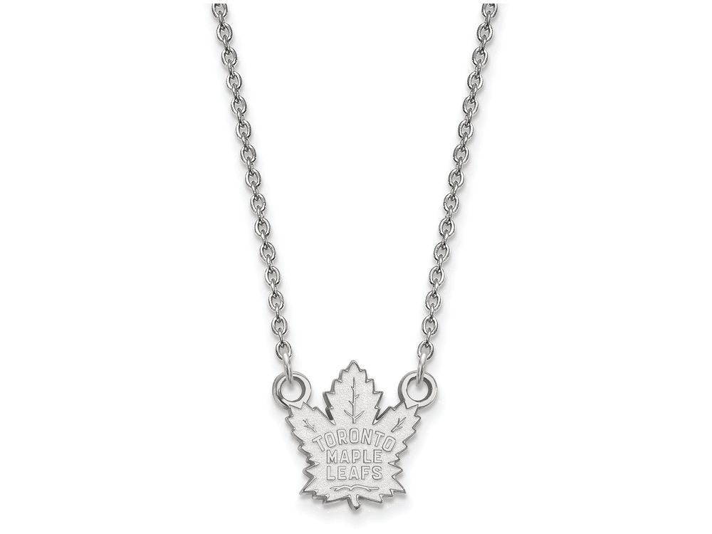 10k White Gold Nhl Logoart Toronto Maple Leafs Small Pendant Necklace