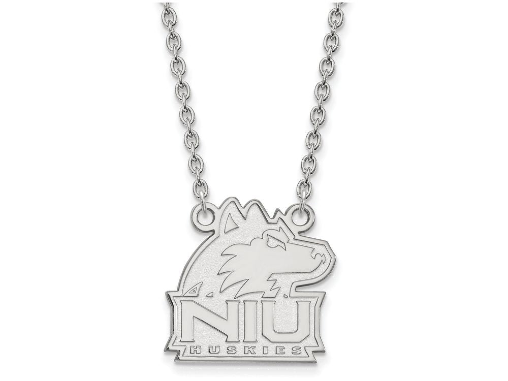 10k White Gold Logoart Northern Illinois University Medium Pendant Necklace