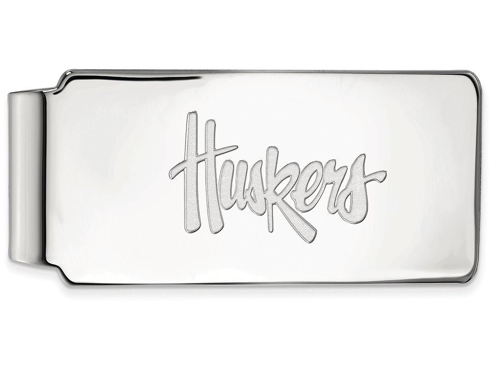 10k White Gold Logoart University Of Nebraska Money Clip