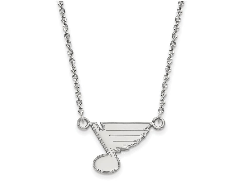 10k White Gold Nhl Logoart St. Louis Blues Small Pendant Necklace