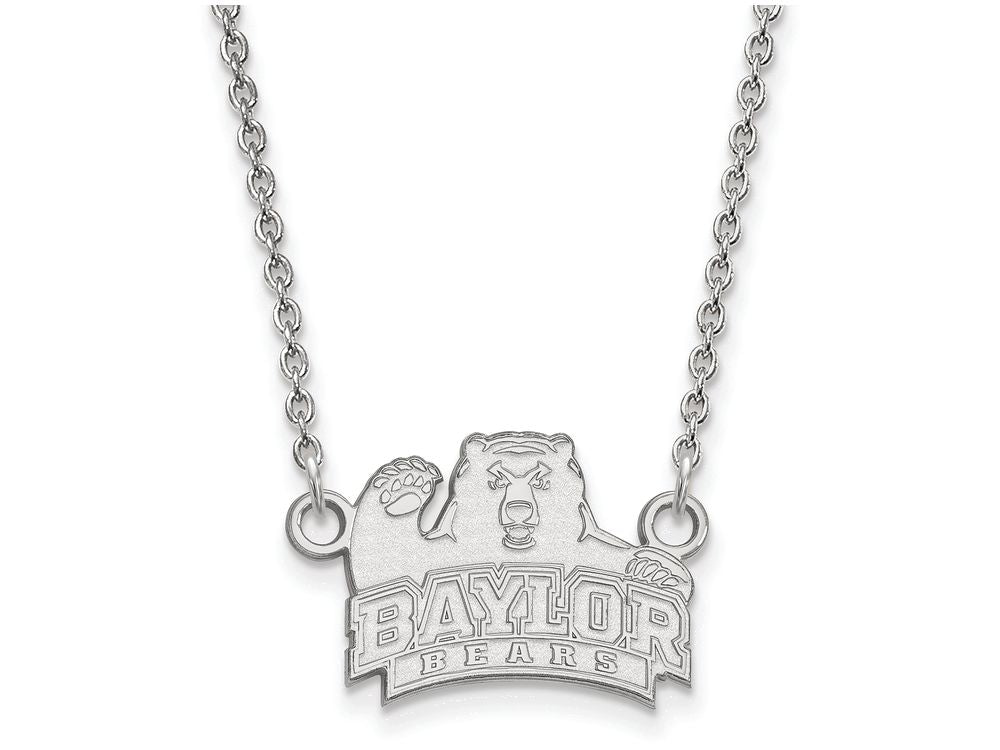 10k White Gold Logoart Baylor University Small Pendant Necklace
