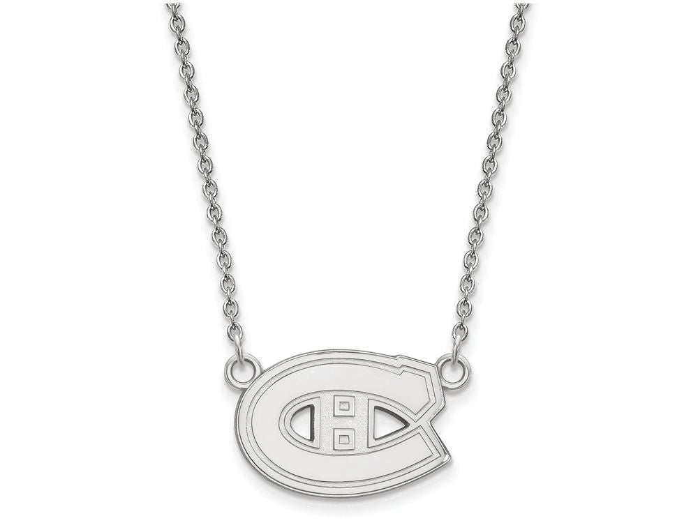 10k White Gold Nhl Logoart Montreal Canadiens Small Pendant Necklace
