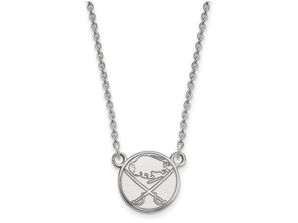10k White Gold Nhl Logoart Buffalo Sabres Small Pendant Necklace