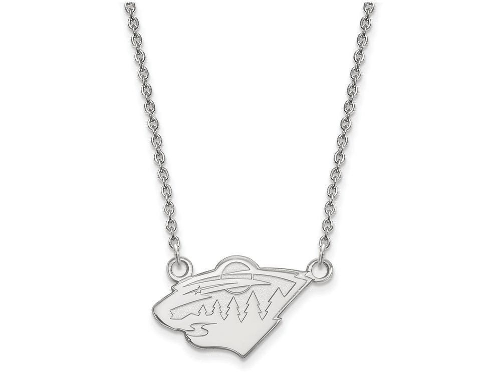 10k White Gold Nhl Logoart Minnesota Wild Small Pendant Necklace