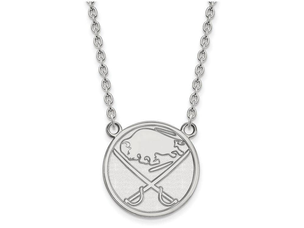 10k White Gold Nhl Logoart Buffalo Sabres Large Pendant Necklace