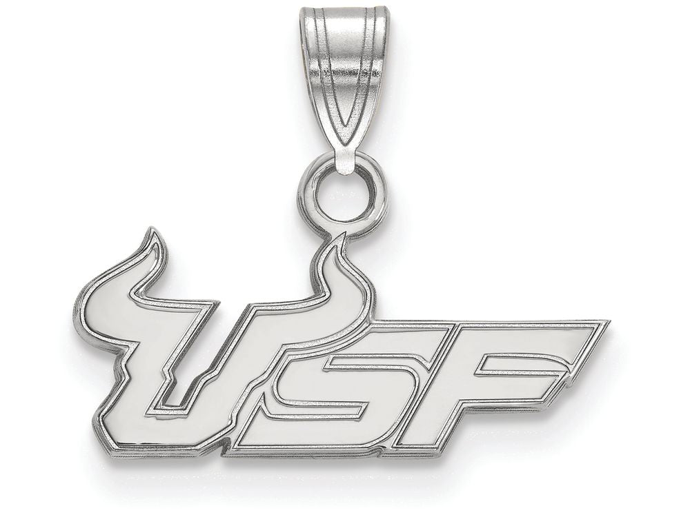 10k White Gold Logoart University Of South Florida Small Pendant