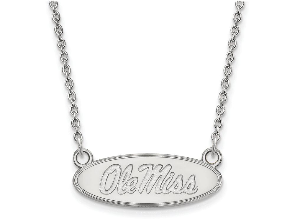 10k White Gold Logoart University Of Mississippi Small Pendant Necklace