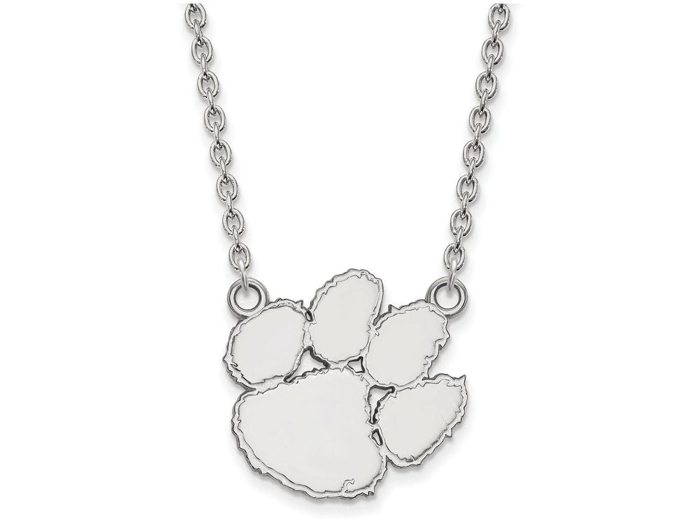 10k White Gold Logoart Clemson University Large Pendant Necklace
