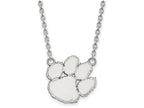 10k White Gold Logoart Clemson University Large Pendant Necklace
