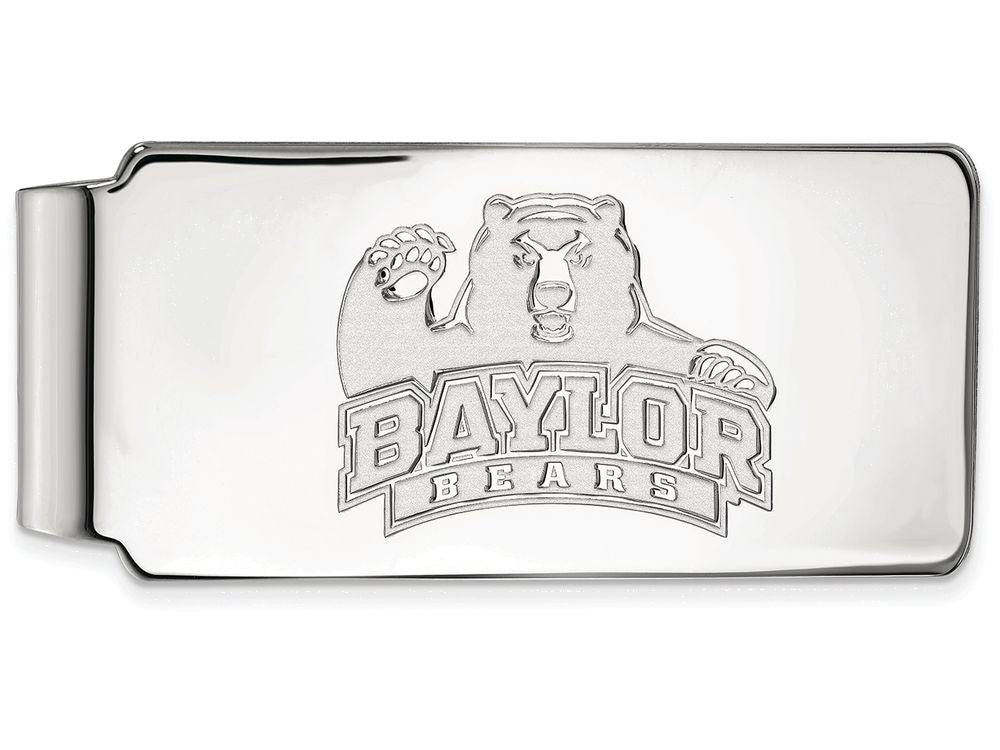 10k White Gold Logoart Baylor University Money Clip