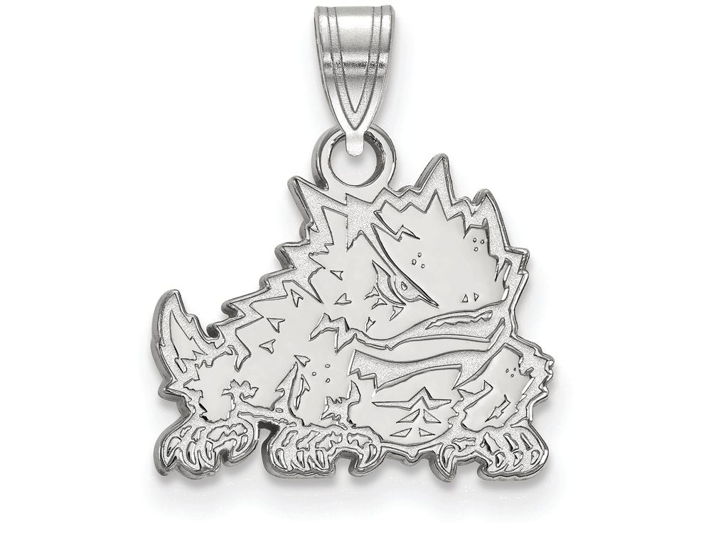 10k White Gold Logoart Texas Christian University Small Pendant