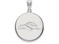 10k White Gold Logoart Longwood University Large Disc Pendant