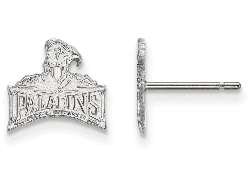10k White Gold Logoart Furman University Extra Small Post Earrings