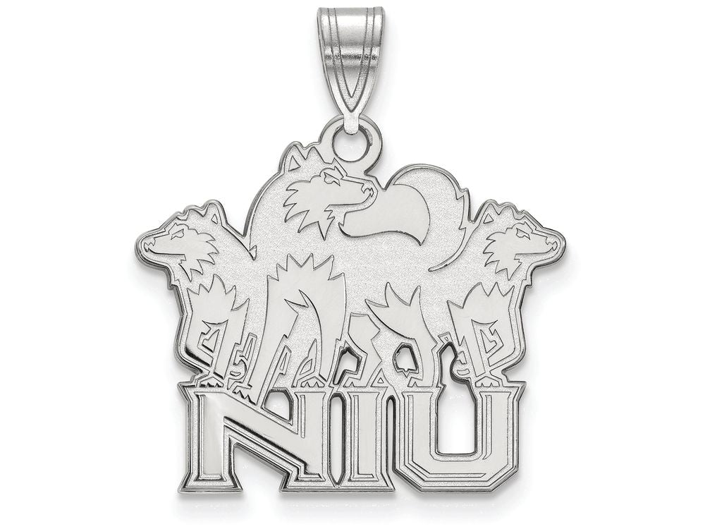 10k White Gold Logoart Northern Illinois University Large Pendant