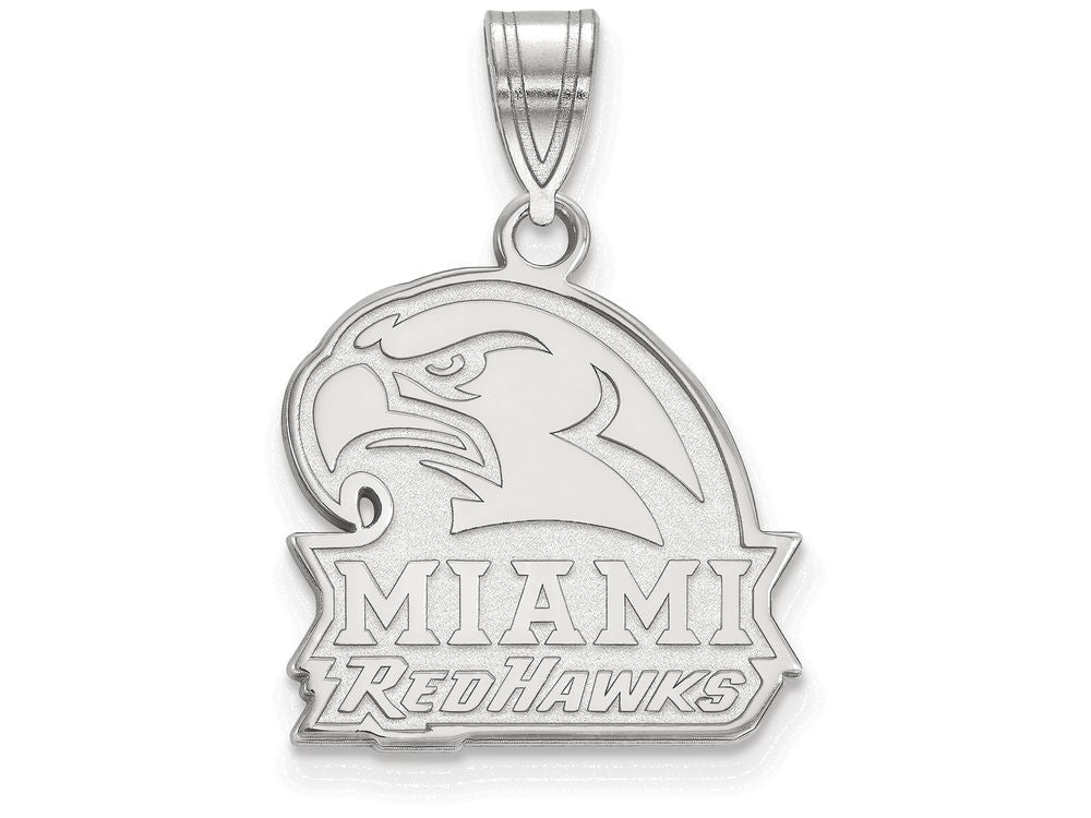 10k White Gold Logoart Miami University Medium Pendant