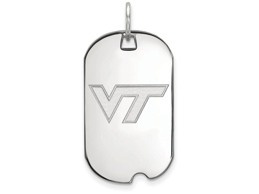 10k White Gold Logoart Virginia Tech Small Dog Tag Pendant Necklace