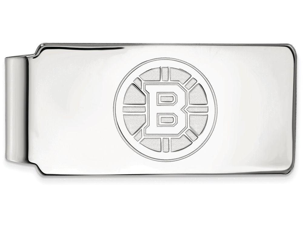 10k White Gold Nhl Logoart Boston Bruins Money Clip