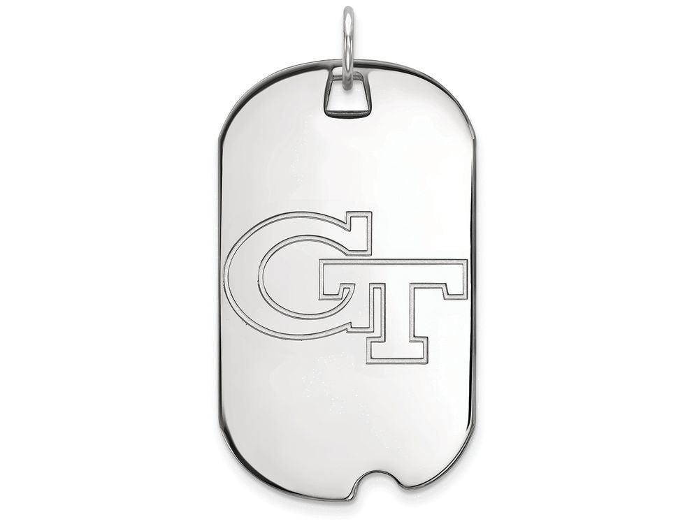 10k White Gold Logoart Georgia Institute Of Technology Large Dog Tag Pendant Necklace