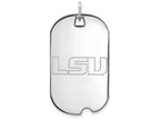 10k White Gold Logoart Louisiana State University Large Dog Tag Pendant Necklace