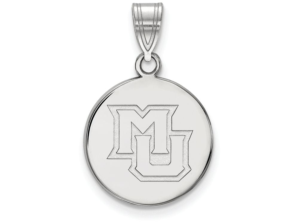 10k White Gold Logoart Marquette University Medium Disc Pendant