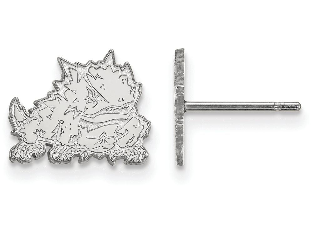 10k White Gold Logoart Texas Christian University Extra Small Post Earrings