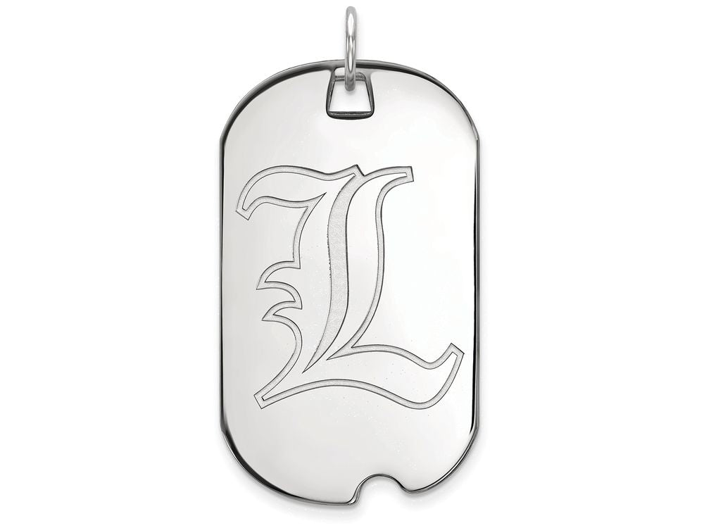 10k White Gold Logoart University Of Louisville Large Dog Tag Pendant Necklace
