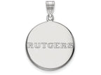 10k White Gold Logoart Rutgers Large Disc Pendant