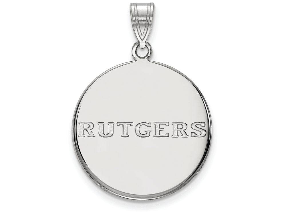 10k White Gold Logoart Rutgers Large Disc Pendant