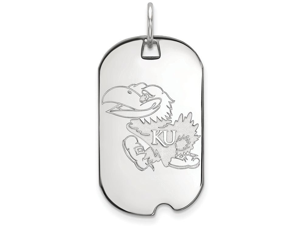 10k White Gold Logoart University Of Kansas Small Dog Tag Pendant Necklace