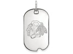 10k White Gold Nhl Logoart Chicago Blackhawks Small Dog Tag Pendant Necklace