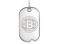 10k White Gold Nhl Logoart Boston Bruins Small Dog Tag Pendant Necklace