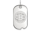 10k White Gold Nhl Logoart Boston Bruins Small Dog Tag Pendant Necklace