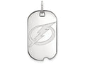 10k White Gold Nhl Logoart Tampa Bay Lightning Small Dog Tag Pendant Necklace