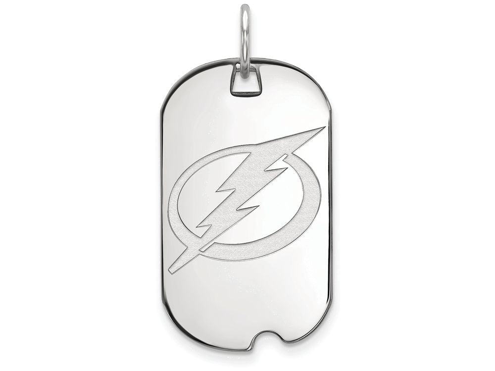 10k White Gold Nhl Logoart Tampa Bay Lightning Small Dog Tag Pendant Necklace