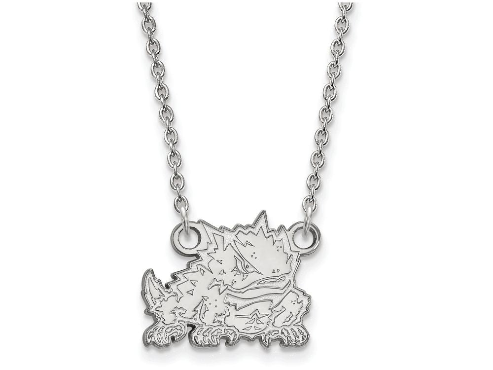 10k White Gold Logoart Texas Christian University Small Pendant Necklace