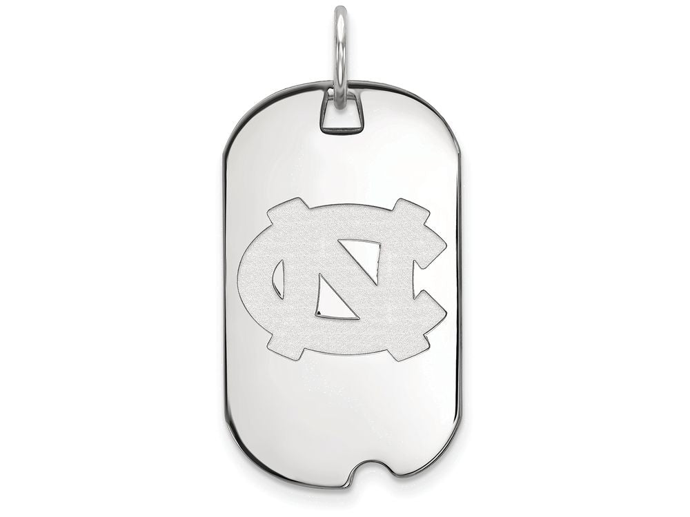 10k White Gold Logoart University Of North Carolina Small Dog Tag Pendant Necklace