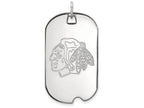 10k White Gold Nhl Logoart Chicago Blackhawks Large Dog Tag Pendant Necklace