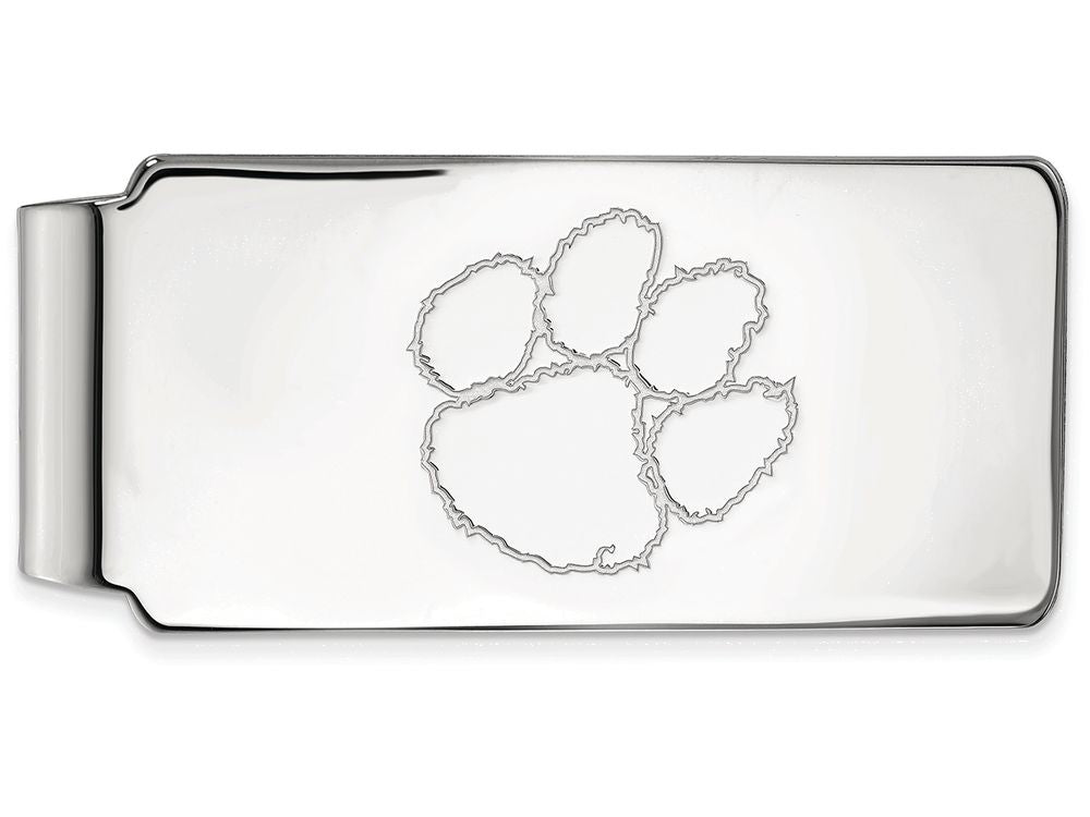 10k White Gold Logoart Clemson University Money Clip