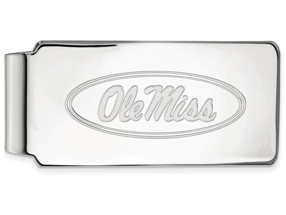 10k White Gold Logoart University Of Mississippi Money Clip