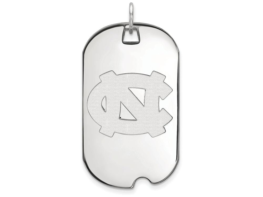 10k White Gold Logoart University Of North Carolina Large Dog Tag Pendant Necklace
