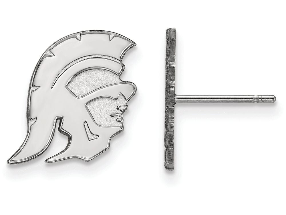 Logoart 10k White Gold University Of Southern California Small Post Earrings