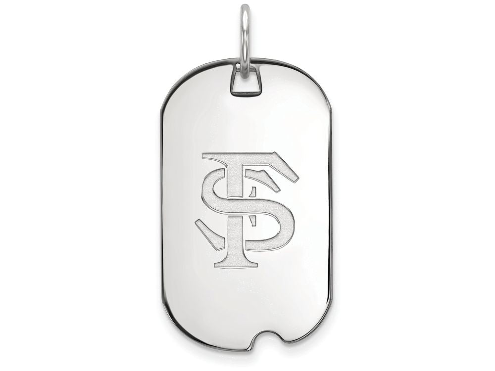 10k White Gold Logoart Florida State University Small Dog Tag Pendant Necklace