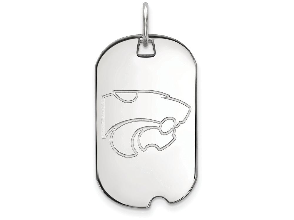 10k White Gold Logoart Kansas State University Small Dog Tag Pendant Necklace