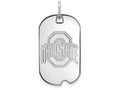10k White Gold Logoart Ohio State University Small Dog Tag Pendant Necklace