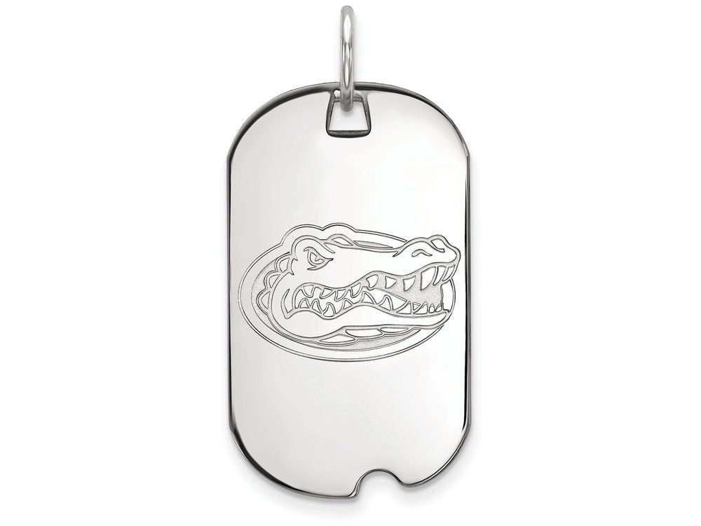 10k White Gold Logoart University Of Florida Small Dog Tag Pendant Necklace