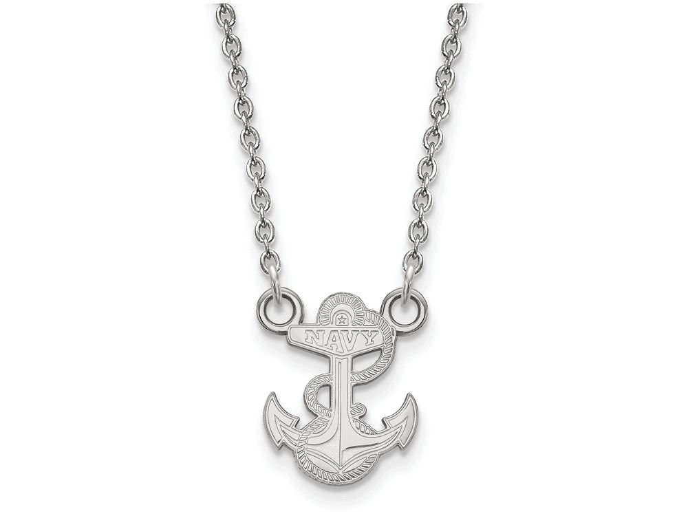 10k White Gold Logoart Navy Small Pendant Necklace