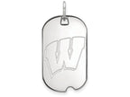 10k White Gold Logoart University Of Wisconsin Small Dog Tag Pendant Necklace