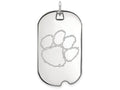 10k White Gold Logoart Clemson University Large Dog Tag Pendant Necklace
